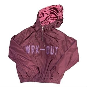 Forever 21- Burgundy Active Hooded Half Zip Windbreaker.
